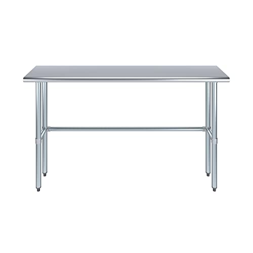 60″ × 14″ Open-Base Stainless Steel Work Table – NSF Certified Narrow Commercial Prep Table with Galvanized Legs for Kitchens, Labs & Food Trucks - size: 60"x14"