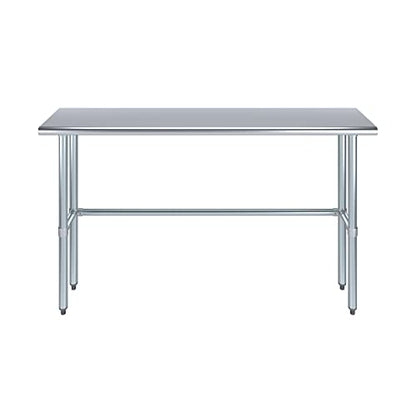 60″ × 14″ Open-Base Stainless Steel Work Table – NSF Certified Narrow Commercial Prep Table with Galvanized Legs for Kitchens, Labs & Food Trucks - size: 60"x14"