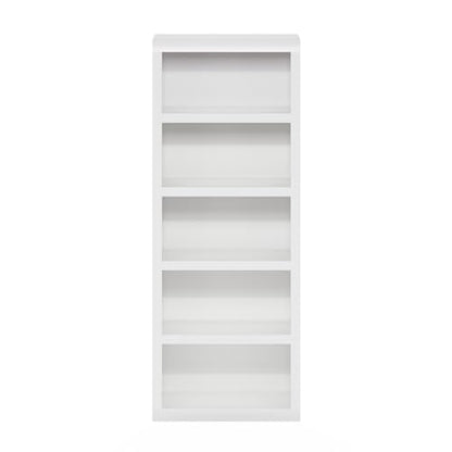 Furinno Rail 5-Tier Open Shelf Bookcase with Classic Style Edges, White - color: White, size: 5-Tier, 10 x 24.6 x 63.5