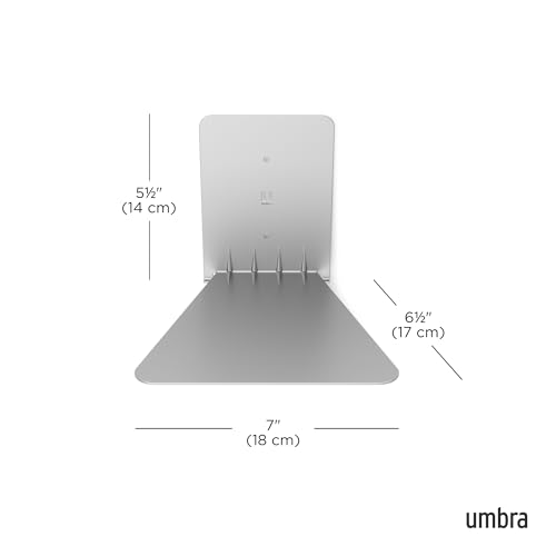 Umbra Conceal, Sturdy Metal Floating Bookshelf for Wall, Silver, Large, Set of 3 - size: Set of 3, Large