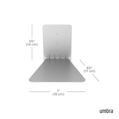 Umbra Conceal, Sturdy Metal Floating Bookshelf for Wall, Silver, Large, Set of 3 - size: Set of 3, Large