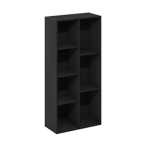 Furinno LUDER Book Shelf, 7-Cube Bookshelf, Bookcase with Open Shelves, 9.4 x 19.5 x 41.7, Easy Assembly, for Living Room, Bedroom, Home Office, Darkwood - color: Darkwood, size: 7-Cube, 9.4 x 19.5 x 41.7