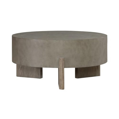 Liberty Furniture Affinity 3 Piece Set - Round Cocktail Table, 2 End Tables - Dusty Taupe Faux Concrete Tops - size: 3 Piece- Round Cocktail Table, 2 End Tables