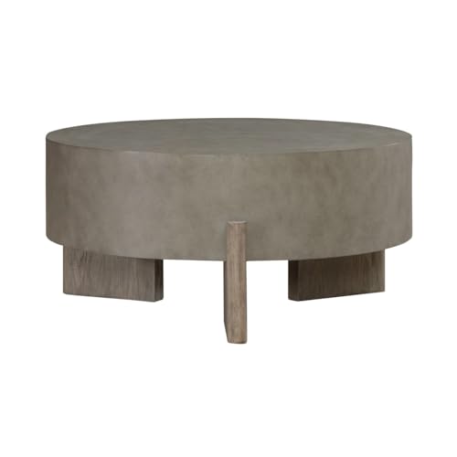Liberty Furniture Affinity Round Cocktail Table for Living Room - Dusty Taupe Faux Concrete Tops - size: Round Cocktail Table