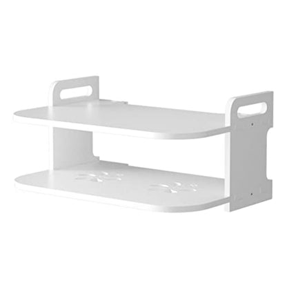 Floating Shelf for TV Components, White Floating TV Stand Wall Mounted Media Console Shelf Mini Storage Box Router Shelfs for Home(Color:White)
