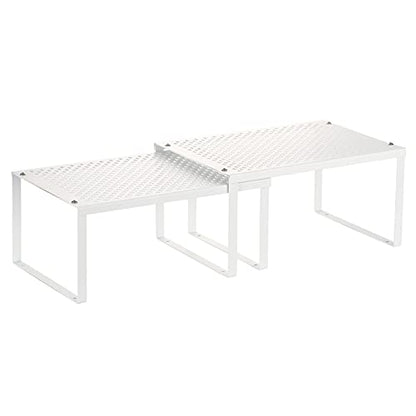 NEX Kitchen Cabinet and Counter Pantry Shelf Organizer, Expandable & Stackable, White - color: White