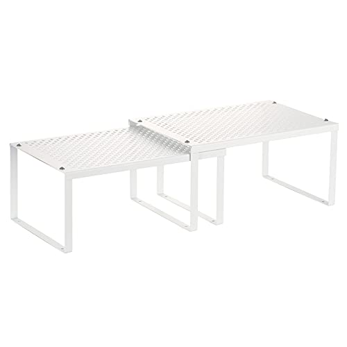 NEX Kitchen Cabinet and Counter Pantry Shelf Organizer, Expandable & Stackable, White - color: White