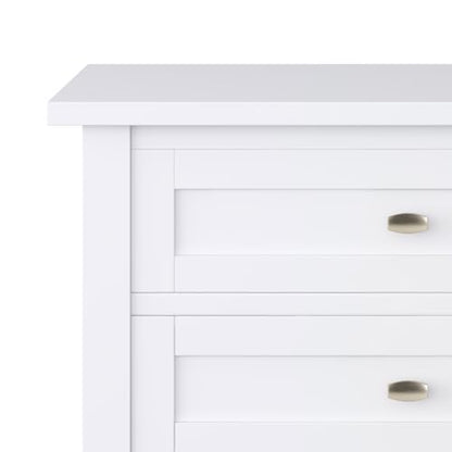SIMPLIHOME Warm Shaker Bedside Table - 24 inch Wide Solid Wood Nightstand in White, Transitional Bedroom Side or End Table with 2 Drawers, Open Shelf Storage and Brushed Nickel Hardware - color: White