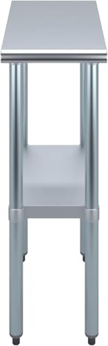 24" x 12" Stainless Steel Prep Table – NSF Certified Heavy Duty Work Table for Home & Commercial Use – Galvanized Undershelf & Legs - size: 12x24