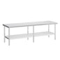 Jocisland 30" x 108" Stainless Steel Table for Prep & Work, Food-Grade Stainless Steel Adjustable Under Shelf and Feet, for Commercial Kitchen, Restaurant, Hotel, Garage - size: 30x108 in, style: Rounded Table Corner
