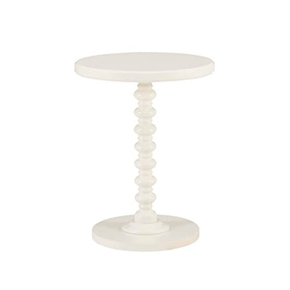 Powell Tarkin Round Off White Turned Spindle Pedestal Side Accent Table - color: Off White
