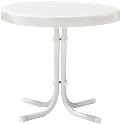 Crosley Furniture Griffith Weather Resistant Retro Metal Outdoor Side Table for Patio, Deck, Porch, Alabaster White - color: Alabaster White