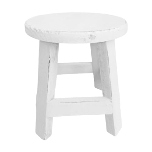 Gralara Wood Stool Plant Stand Planter Holder Round Pot Stool Display Stand for Office Table Living Room Home Decoration, White - color: White