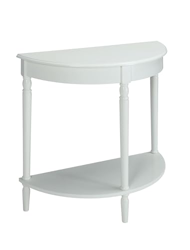 Convenience Concepts French Country Half-Round Entryway Table with Shelf, White - color: White