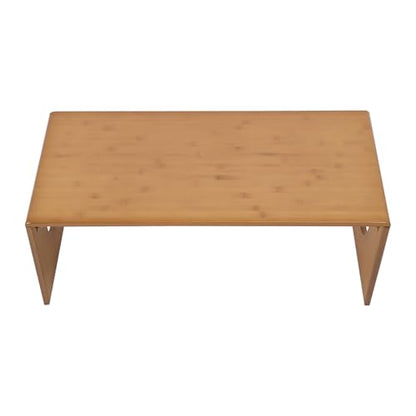 Folding Coffee Table Foldable Low Coffee Table Rectangular Bamboo Floor Table Desk with Large Load-Bearing Capacity for Tatami Home, Office, Living Room (31.5 * 14.5 * 11.8in) - size: 31.5*14.5*11.8in