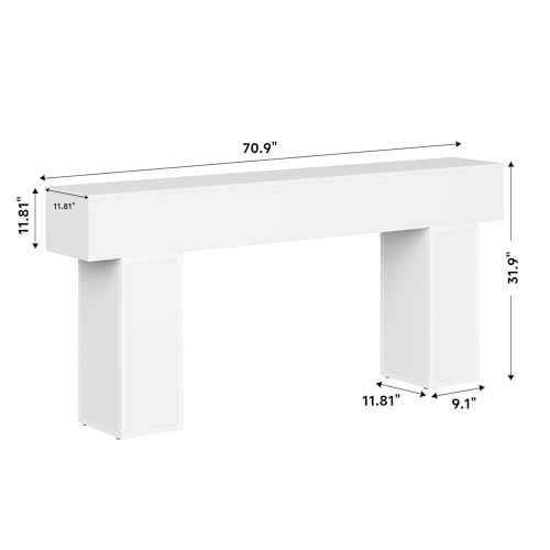 knoworld 70.9-Inch Long Console Table, Wooden Sofa Table Behind Couch Tables, Farmhouse Entryway Table Accent Table for Entrance, Hallway, Living Room, Foyer, White - color: White