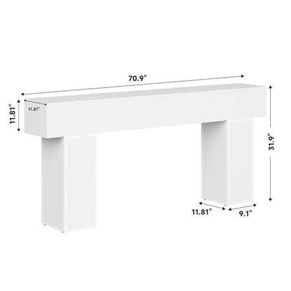 knoworld 70.9-Inch Long Console Table, Wooden Sofa Table Behind Couch Tables, Farmhouse Entryway Table Accent Table for Entrance, Hallway, Living Room, Foyer, White - color: White
