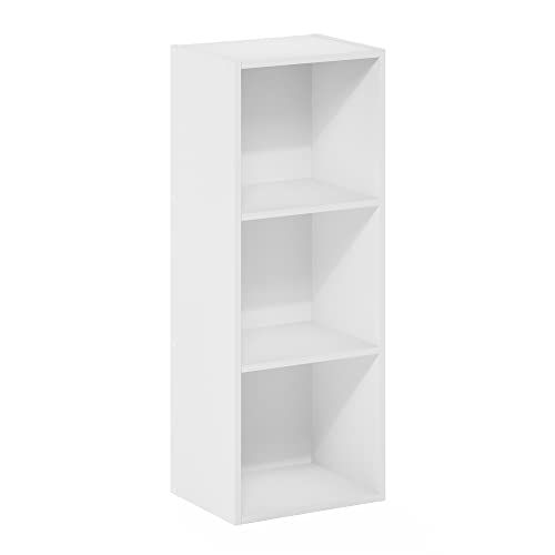 Furinno PASIR Book Shelf, 3-Tier Bookshelf, Easy Assembly Bookcase with Open Shelves, 9 x 12 x 32, for Living Room, Bedroom, Home Office, Plain White - color: Plain White, size: 3-Tier Cube Min-Tool