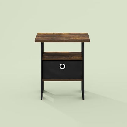 IPOH End Table with Storage Shelf and Bin, Rustic Brown/Black - color: Rustic Brown/Black
