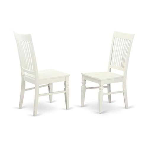 East West Furniture SUWE3-LWH-W 3 Piece Modern Dining Table Set Contains a Round Wooden Table with Dropleaf & Shelves and 2 Dining Room Chairs, 42x42 Inch, Linen White - style: SUWE3-LWH-W