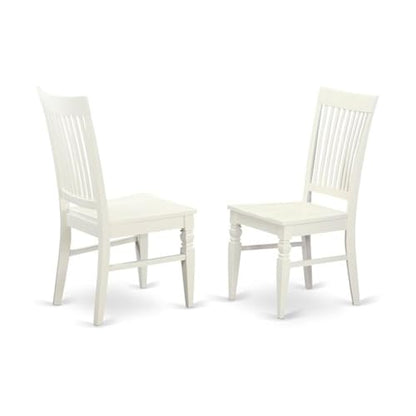 East West Furniture SUWE3-LWH-W 3 Piece Modern Dining Table Set Contains a Round Wooden Table with Dropleaf & Shelves and 2 Dining Room Chairs, 42x42 Inch, Linen White - style: SUWE3-LWH-W