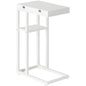 HOOBRO Foldable C Shaped End Table, C Shaped Side Table with Storage Shelf, Small Snack Table, Slide Under Couch Table for Sofa, Living Room Bedroom Small Spaces Easy Assembly, White WW29SF01 - color: White