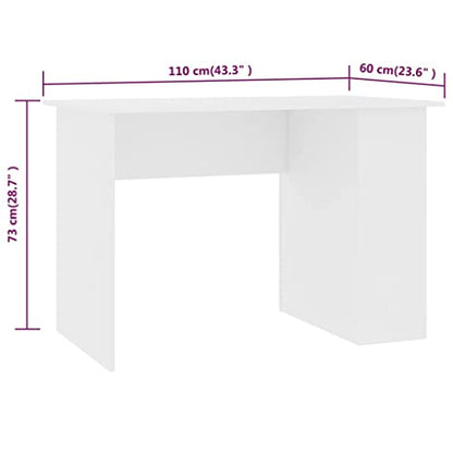 Modern White Engineered Wood Compact Desk with Two Built-in Shelves for Home Office Storage and Organization - color: White