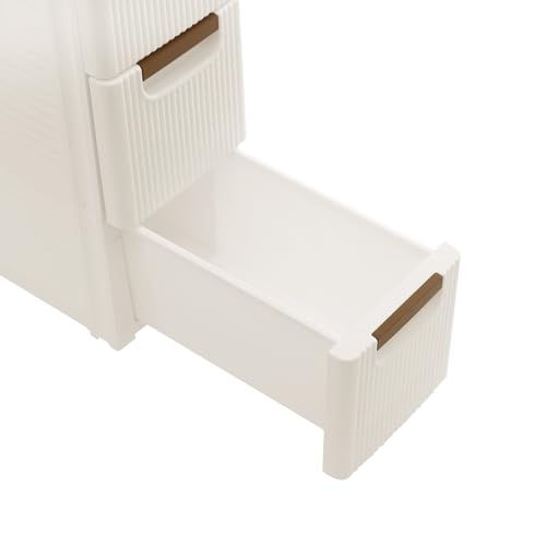 3 Drawer Narrow Storage Cabinet, Slim Plastic Storage Cart for Small Spaces, Freestanding Bathroom Organizer with Pull-Out Drawers for Laundry, Office, Kitchen