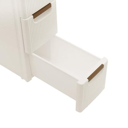 3 Drawer Narrow Storage Cabinet, Slim Plastic Storage Cart for Small Spaces, Freestanding Bathroom Organizer with Pull-Out Drawers for Laundry, Office, Kitchen