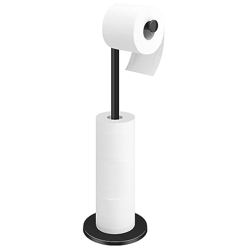 TACGEA Toilet Paper Holder Stand, Bathroom Toilet Paper Roll Holder Stainless Steel Free Standing, Storage for 4 Rolls of Paper, Matte Black - color: Matte Black