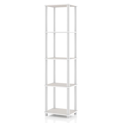 Homes: Inside + Out Apexa Modern 5-Tier Narrow Shelving Units, Collectibles Display Shelves, Easy Assembly Standing Shelf, Home Storage Organizer for Living Room, Bedroom, Office, Taupe Grey - color: Taupe Grey, size: 5-Tier (Narrow)