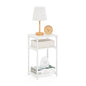 Furinno JUST 3-Tier Telephone Table, Metal Frame Modern Side Table with Open Shelf, Night Stand, Bedside Table, Easy Assembly, for Living Room, Bedroom, White - color: White/White, size: 1-Pack, Metal Frame, 3-Tier