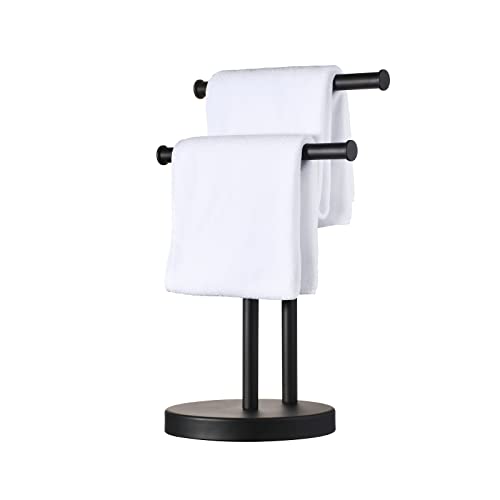 Black Hand Towel Holder Stand, Double Towel Rack T-Shape Hand Towel Stand for Bathroom Countertop, SUS304 Stainless Steel (Matte Black) SHUNLI - color: Black-l