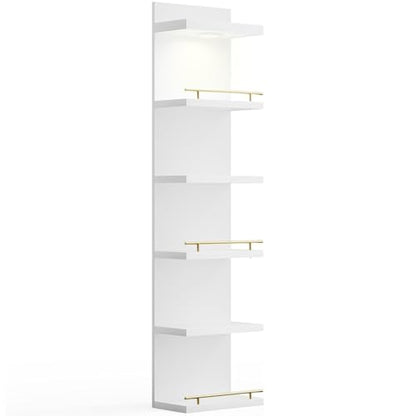 REIBII 6 Tier Wall Shelf Unit, White Lack Shelf, Vanity Floating Shelves with LED Light, Versatile Floating Shelves for Bedroom, Living Room, Office ﻿ - color: White, size: 6 Tier (1-Pack)