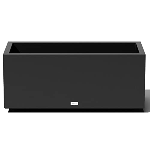 Veradek Block Series Long Box Planter - Large Rectangular Planter for Indoor or Outdoor Patio/Porch | Durable All-Weather Use with Drainage Holes | Modern Décor for Tall Plants, Flowers or Shrubs - color: Black, size: Large