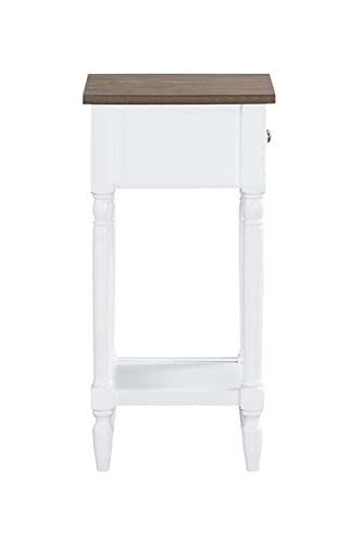 Convenience Concepts French Country Khloe 1 Drawer Accent End Table 14" - Traditional Farmhouse Side Table with Storage Drawer and Shelf for Living Room, Driftwood/White - color: Driftwood/White