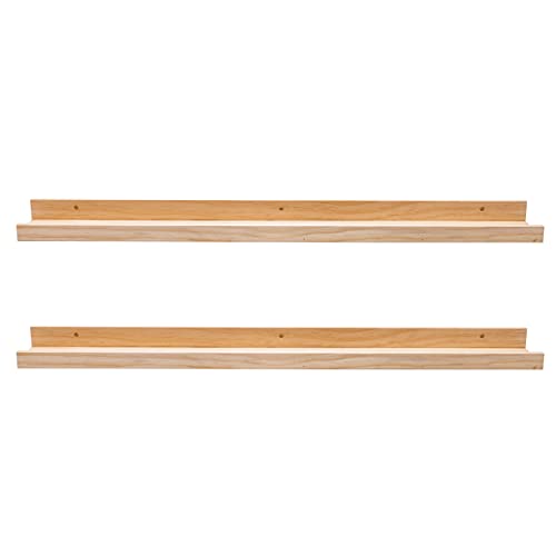 AZSKY Floating Shelves Wall Mounted Set of 2 Natural Wood Picture Shelves Wall Shelves for Bedroom Bathroom Living Room Kitchen Laundry Room Storage & Decoration 24 Inch - color: Natural, size: 24in set 2