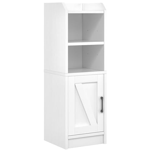 Narrow Bathroom Storage Cabinet with Door & Adjustable Shelf, 9.8" W Slim Storage Cabinet for Small Spaces, Skinny Toilet Paper Cabinet, 9.8" W × 7.9" D × 29.5" H, White - size: 1 Door
