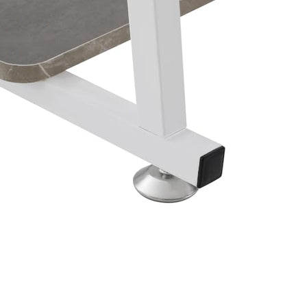 3 Tiers Rolling Computer Desk, 31.5 Inch Home Office Desk with 4 Wheels & 4 Foot Pads, Mobile Small Computer Desk, Student Study Table for Small Space Bedroom (White+Grey) - color: White+grey