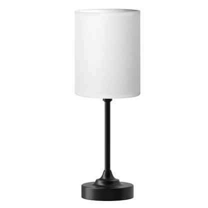 Fenmzee Touch Nightstand Bedroom Lamp - 3 Way Dimmable Bedside Lamp, Small Table Lamp Linen Lampshade for Office Desk, LED Bulb Included - color: White Shade-Black Base, size: 14" Touch Control