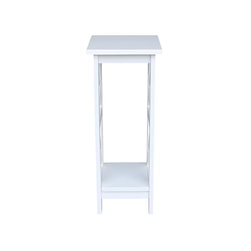 IC International Concepts, 30" X-Sided Plant Stand , Solid Wood, Real Parawood, 12" W x 12" D x 30" H, Easy Assembly, Snow White - color: Snow White, size: 12 inch W x 12 inch D x 30 inch H