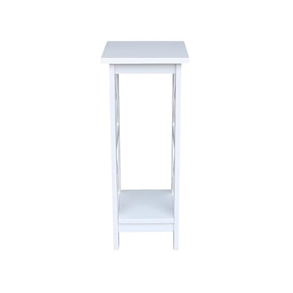 IC International Concepts, 30" X-Sided Plant Stand , Solid Wood, Real Parawood, 12" W x 12" D x 30" H, Easy Assembly, Snow White - color: Snow White, size: 12 inch W x 12 inch D x 30 inch H