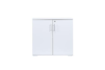 MMT Storage Cupboard, Storage Cabinet, File Cabinet for Office Documents, Garage Tools, Utility, White Wood, Lockable, 31.5" Long