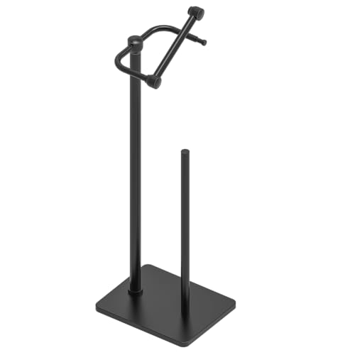 RUACQ Bathroom Toilet Paper Holder Stand with Storage, Matte Black | Pivoting Free Standing Toilet Roll Holder, Holds 4 Reserve Rolls, Anti-drop design, Weighted Base, 304 Stainless Steel - color: Matte Black, size: Free Standing with Storage
