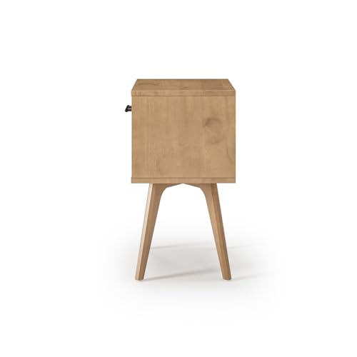 Camaflexi Mid Century Modern One Drawer Nightstand/Solid Wood/Partial Assembly Required - Light Oak Finish - color: Light Oak