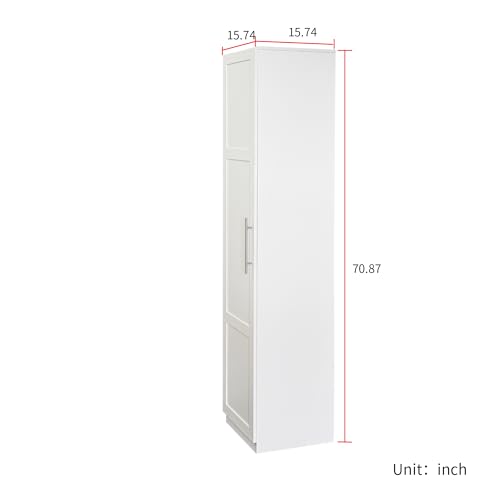 Kitchen Pantry Cabinet White Freestanding Buffet Cupboard with 6 Shelves & 12 Side Racks, Adjustable Shelves, Multi-Functional Storage for Kitchen, Living Room & Dining Room