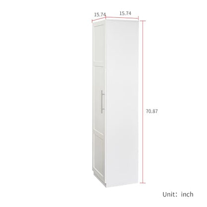 Kitchen Pantry Cabinet White Freestanding Buffet Cupboard with 6 Shelves & 12 Side Racks, Adjustable Shelves, Multi-Functional Storage for Kitchen, Living Room & Dining Room
