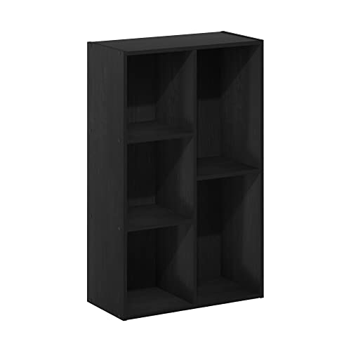 Furinno LUDER Book Shelf, 5-Cube Bookshelf, Easy Assembly Bookcase with Open Shelves, 9.4 x 19.7 x 31.5, for Living Room, Bedroom, Home Office, Darkwood - color: Darkwood, size: 5-Cube, 9.4 x 19.7 x 31.5
