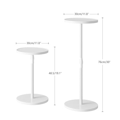 Adjustable Round Side Table, Small End Table, Pedestal Drink Table for Small Spaces, Tall Round Nightstand for Living Room Bedroom Sofa Couch, White ET-010WW - color: White