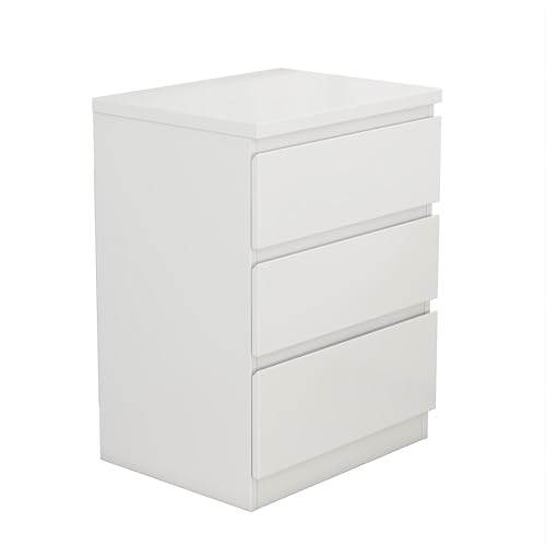 Nightstand with Drawers, Bedside Table with Drawers, Sofa Side Table Storage Cabinet, Night Stand for Bedroom Living Room (1, 3 Drawers White, 19.7" W×15.6" D×26.57" H) - color: 3 Drawers White